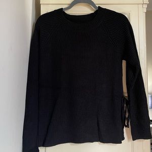 Asymmetric Open Hem with a Tie Sweater